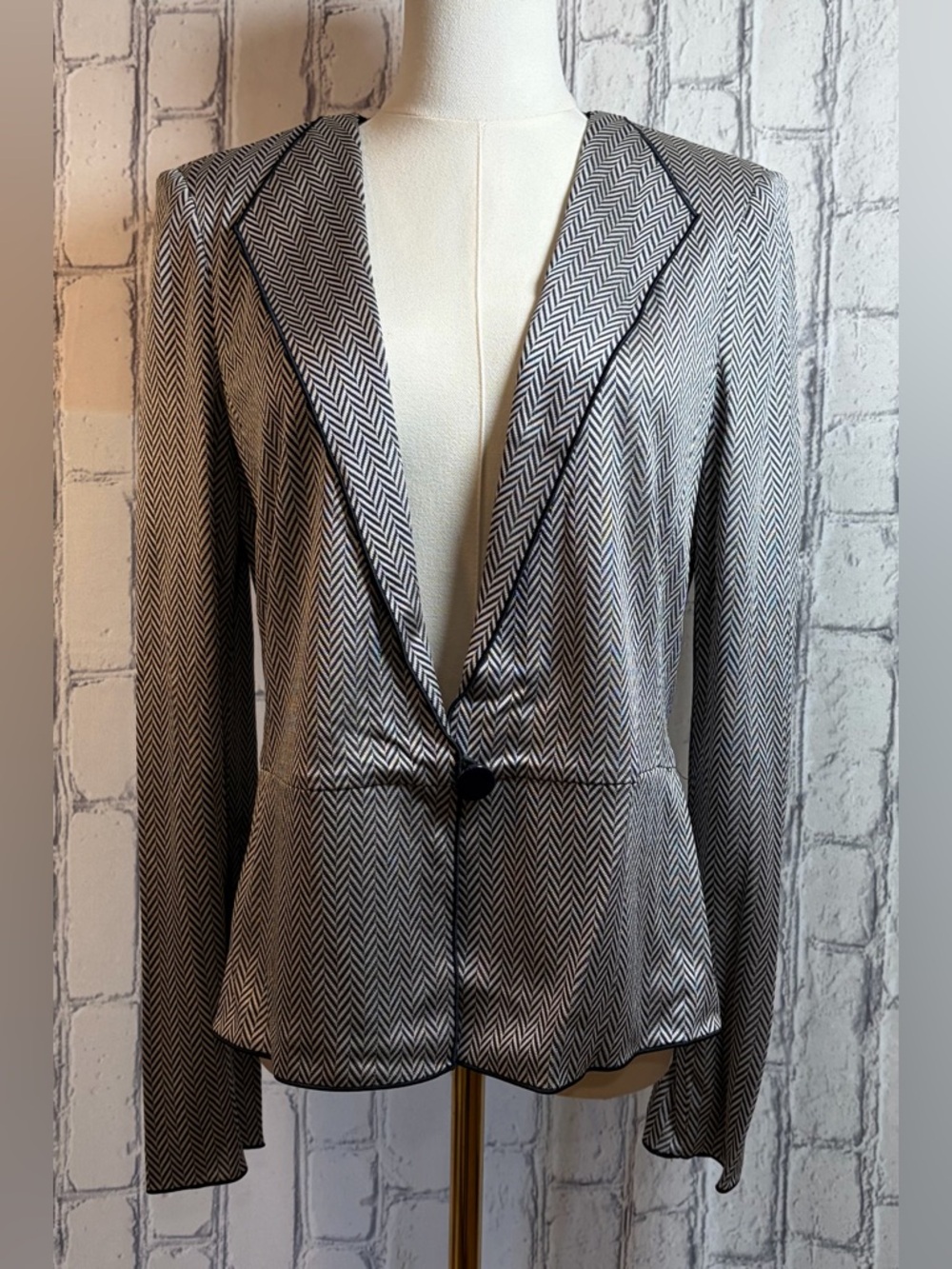 Armani Collezioni Size :10 Women Herringbone Single-Button Blazer Unlined